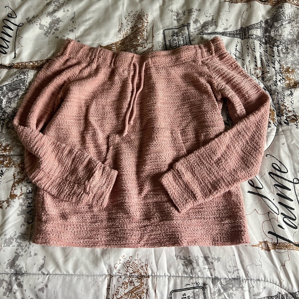 Pink off shoulder long sleeve blouse